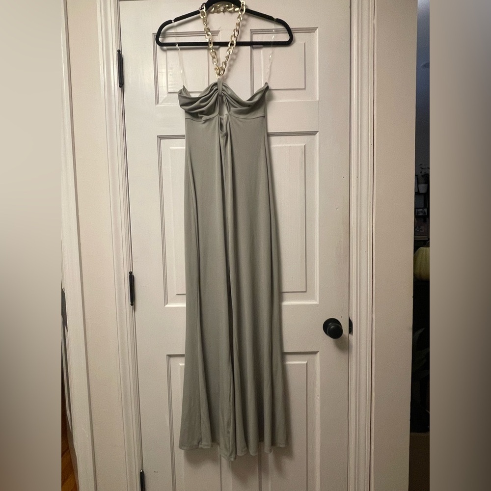 AKIRA Strapless moss green jumpsuit